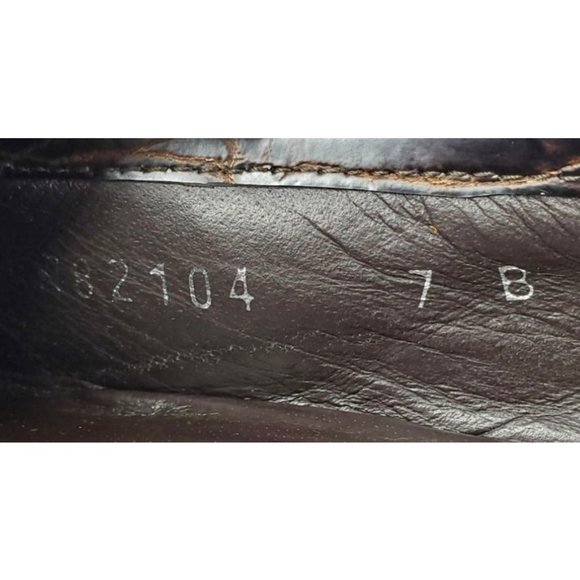Stuart Weitzman Croc Embossed Patent Leather Brown Low Heel Loafers Womens 7M - Picture 11 of 11